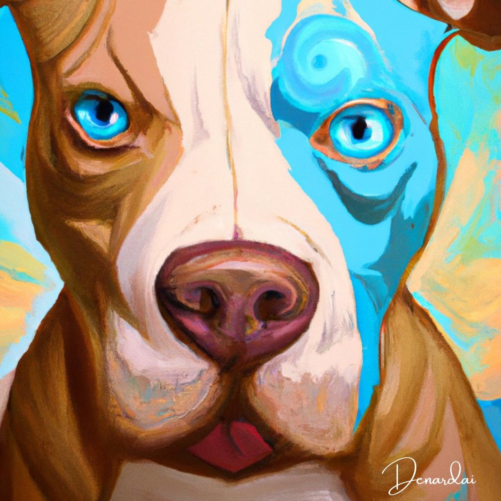 Blue Eyed Pitbull Art Print 11x17
